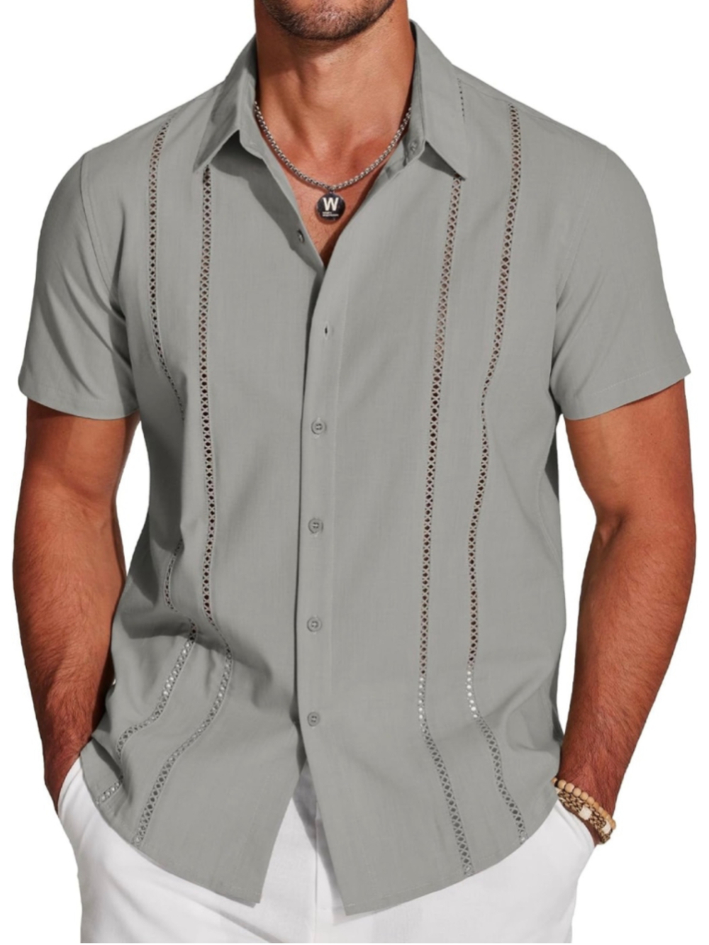NEW Men's Cuban Guayabera Shirt Short Sleeve Button Down Casual 2X